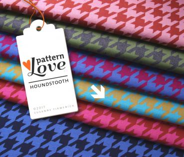 RESTSTÜCK 80cm !!! - Bio Jacquard Houndstooth Big - senf/türkis - Pattern Love - Hamburger Liebe